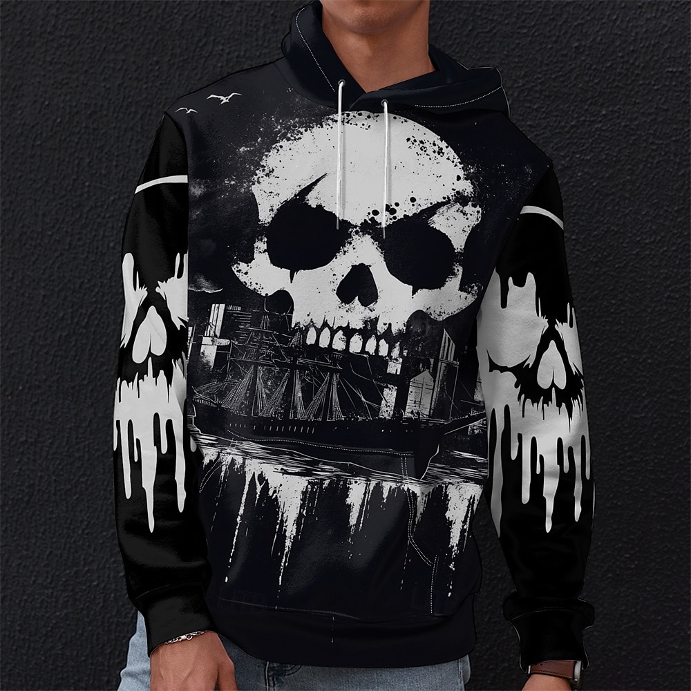 Męskie Graficzny Ciemny Bluza z Kapturem Z kapturem Bluzy Bluza z Kapturem Długi rękaw Bluza z kapturem Kaptur Urlop Druk 3D Urlop Sporty na świeżym powietrzu Wyjściowe Czarny Drukowanie Zima Wiosna 2025 - $36.99 –P3