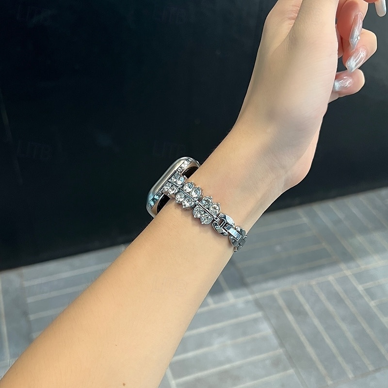 Pulseira de joias Compatível com Pulseira Apple Watch 38mm 40mm 41mm 42mm 44mm 45mm 49mm Bling Diamond Ajustável Respirável Lega pulseira de substituição para iwatch Ultra 2 Series 9 8 7 SE 6 5 4 3 2 de 2025 por $16.99 –P6