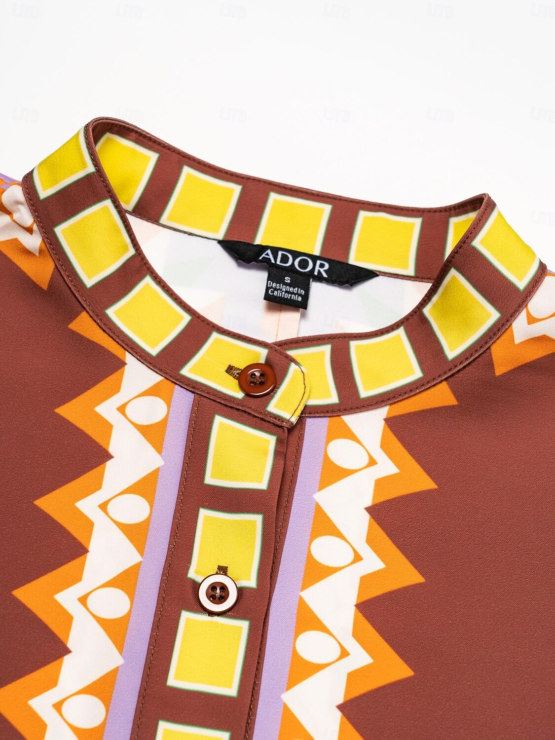 camicetta girocollo con maniche a giro in raso geometrico boho magyar del 2025 a $61.99 –P10