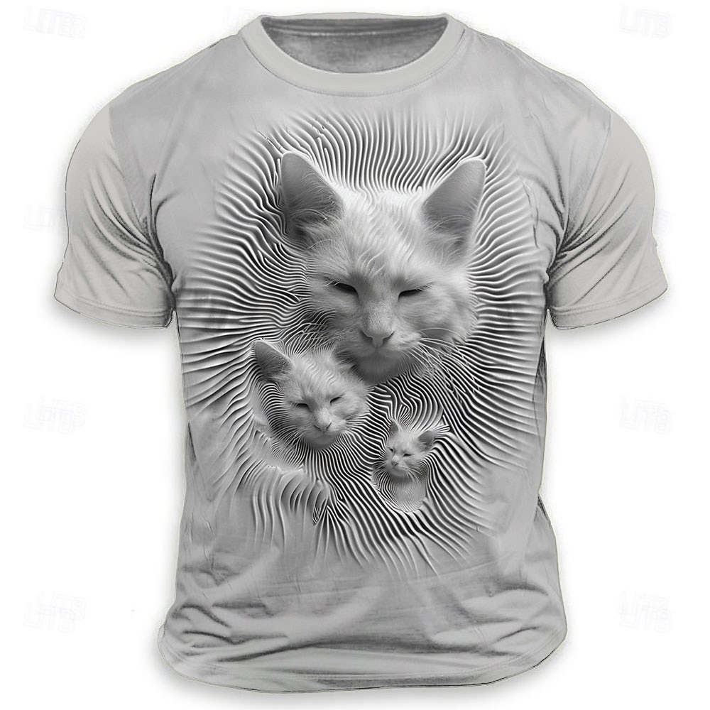 Per uomo Gatto maglietta Manica corta maglietta Stampa 3D Girocollo Camicia Di tendenza Athleisure Strada Sportivo Grigio chiaro Estate Primavera Abbigliamento S M L XL XXL XXXL del 2025 a $17.99 –P2