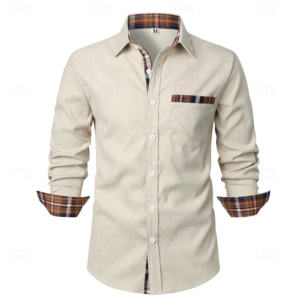 Per uomo Camicia Camicia di velluto a coste Sovracamicia A quadri Esterno Strada Nero Blu marino Marrone Verde Manica lunga Colletto Inverno Primavera & Autunno Abbigliamento del 2025 a $27.99 –P8