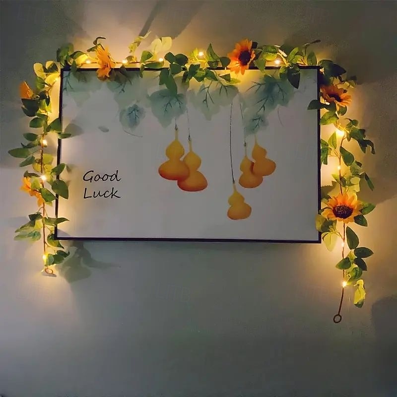 Dekor Napraforgó Indás Girland Fények Esküvői Party Ünnepi Tündér Fények Napelemes Kültéri Vízálló Rattan Levél Fényfüzérek 2.5m 30LED Pavilon Erkély Udvar Party Dekoráció 2026 - $17.99 –P6