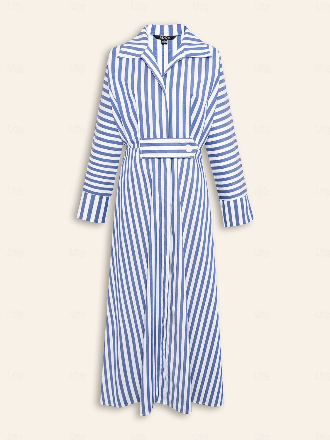 Cotton Stripe Button Up Maxi Shirt Dress 2025 - $73.99 –P7