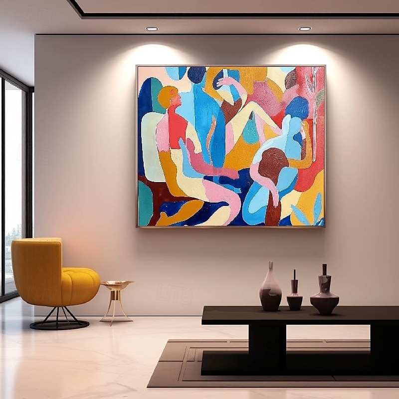 handgemachtes farbenfrohes modernes Ölgemälde auf Leinwand, großes handgemaltes abstraktes strukturiertes Personengemälde, Wandkunst, zeitgenössisches minimalistisches Kunstwerk, Wandgemälde für 2025 - $125.99 –P10