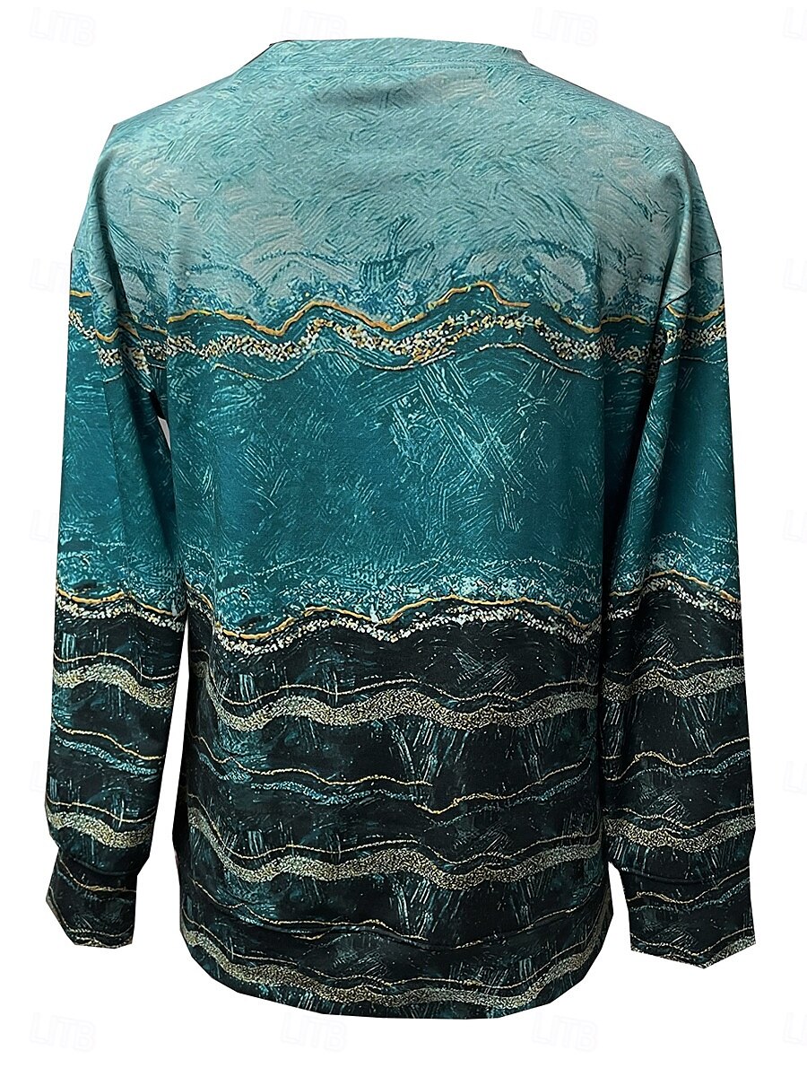 Damen-Sweatshirt, Farbblock, Street-Style, Print, lässig, Rundhalsausschnitt, lange Ärmel, mikroelastisch, Herbst/Winter, bequem, atmungsaktiv, weicher Stoff 2025 - $24.99 –P2