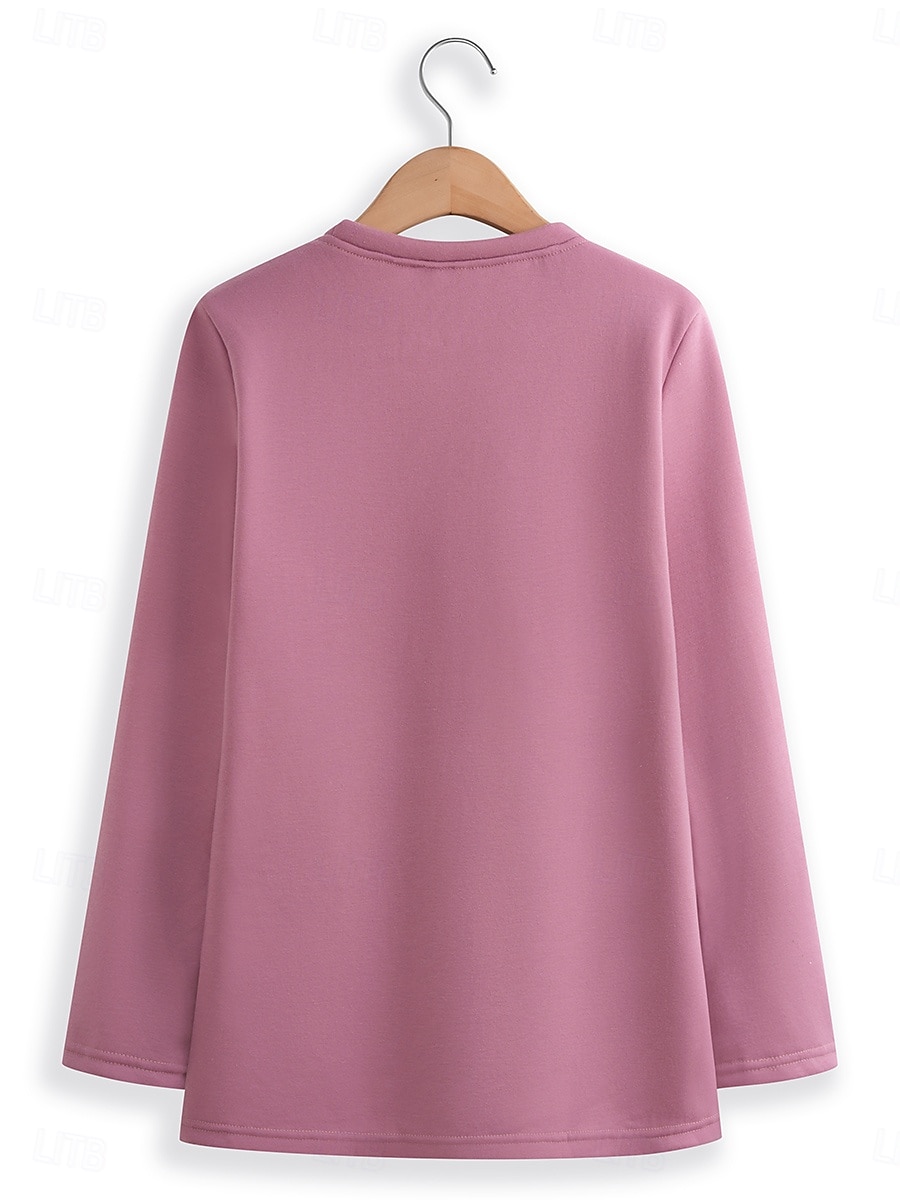 Vrouwen 2-delige sweatshirt dagelijkse print lange mouw crewneck casual zwart donkerroze grijs herfst winter 2025 - $43.99 –P2