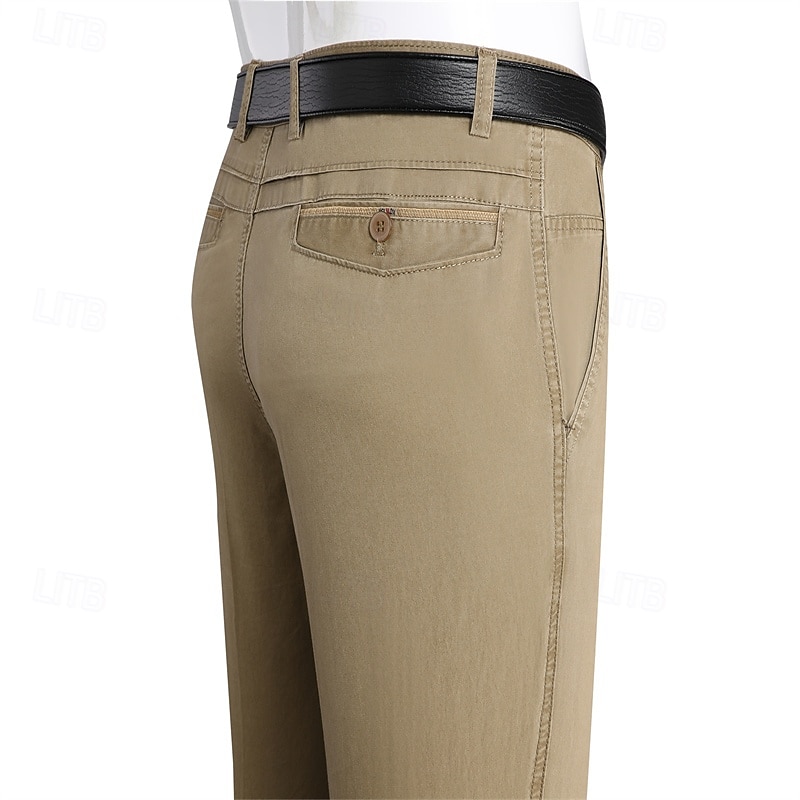 Herr Kostymbyxor Långbyxor Kinesiska Knappar Ficka Slät Komfort Formell Fest Arbete Mode Klassisk Stil 다크 카키 Ljus kaki Microelastisk 2025 - $16.49 –P5