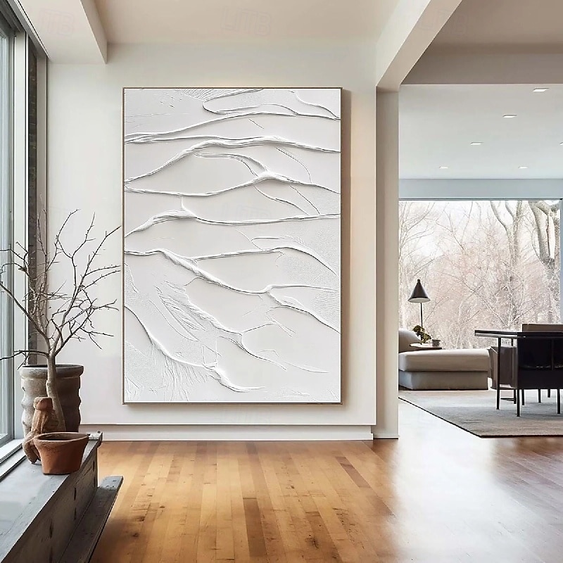 3D White oil painting Hand-Painted Thick Texture Oil Painting handpainted Beige White Painting On Canvas Abstract 3D white Textured oil painting Wall Art painting for Living Room bedroom decoration 2025 - $125.99 –P9