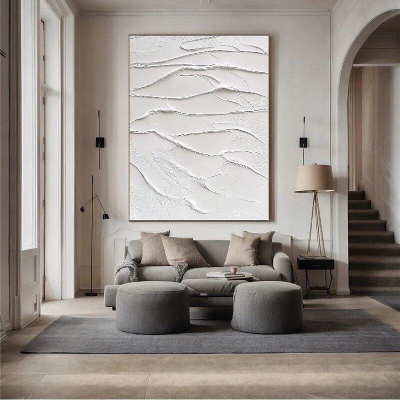 3D White oil painting Hand-Painted Thick Texture Oil Painting handpainted Beige White Painting On Canvas Abstract 3D white Textured oil painting Wall Art painting for Living Room bedroom decoration 2025 - $125.99 –P11