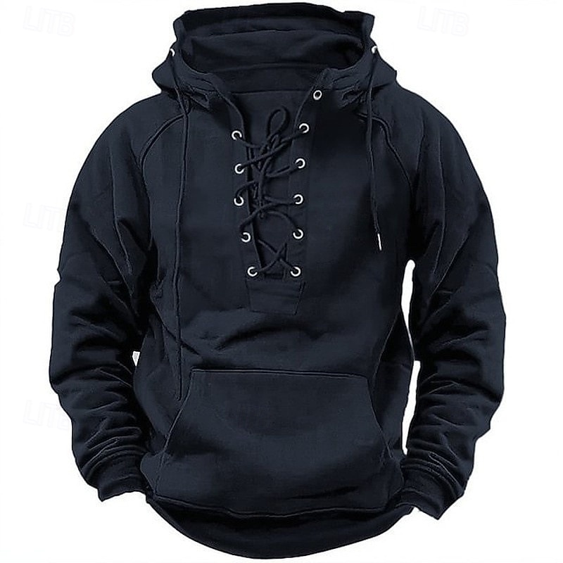 Pánská mikina s kapucí a stahovací šňůrkou černá růžová armádní zelená modrá khaki s kapucí bez kapsy vpředu sportovní outdoor denní sváteční streetwear základní ležérní podzim zima oblečení mikiny s kapucí 2025 - $30.99 –P5