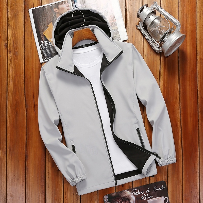 Men's Softshell Jacket Hiking Jacket Outdoor Windproof Quick Dry Lightweight Jacket Windbreaker Jacket Traveling Black White Red Navy Blue Royal Blue 2025 - $42.99 –P20
