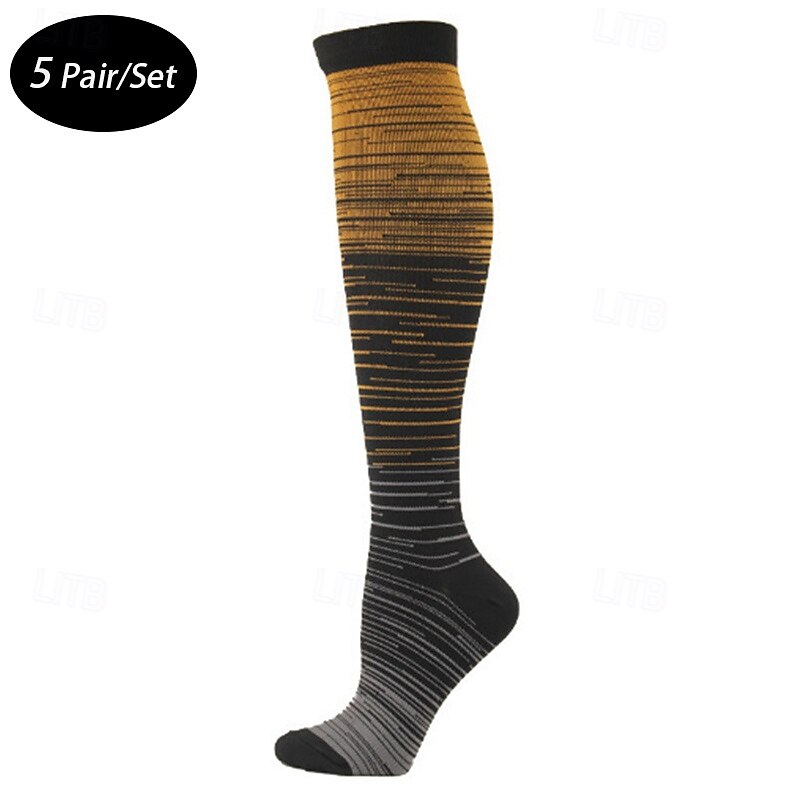 5 coppie Per uomo Calze a compressione Calzini da scalata Esterno Traspirante Morbido Elastico Comodo Calzini / Calze Calzini a compresione Collage Chinlon Grigio scuro Giallo Blu per Caccia Ciclismo del 2025 a $12.99 –P1