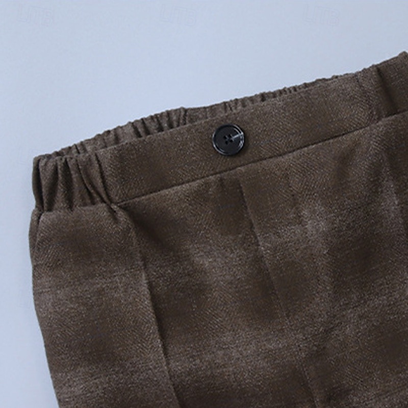 4 delar Ringbärarkostym Pojkar Barn Kostym Formell kostym Kostym och blazer Formellt set Formell Fest Mode Häftig Rutig Ficka Svart Kaffe Polyester 2025 - $88.99 –P3