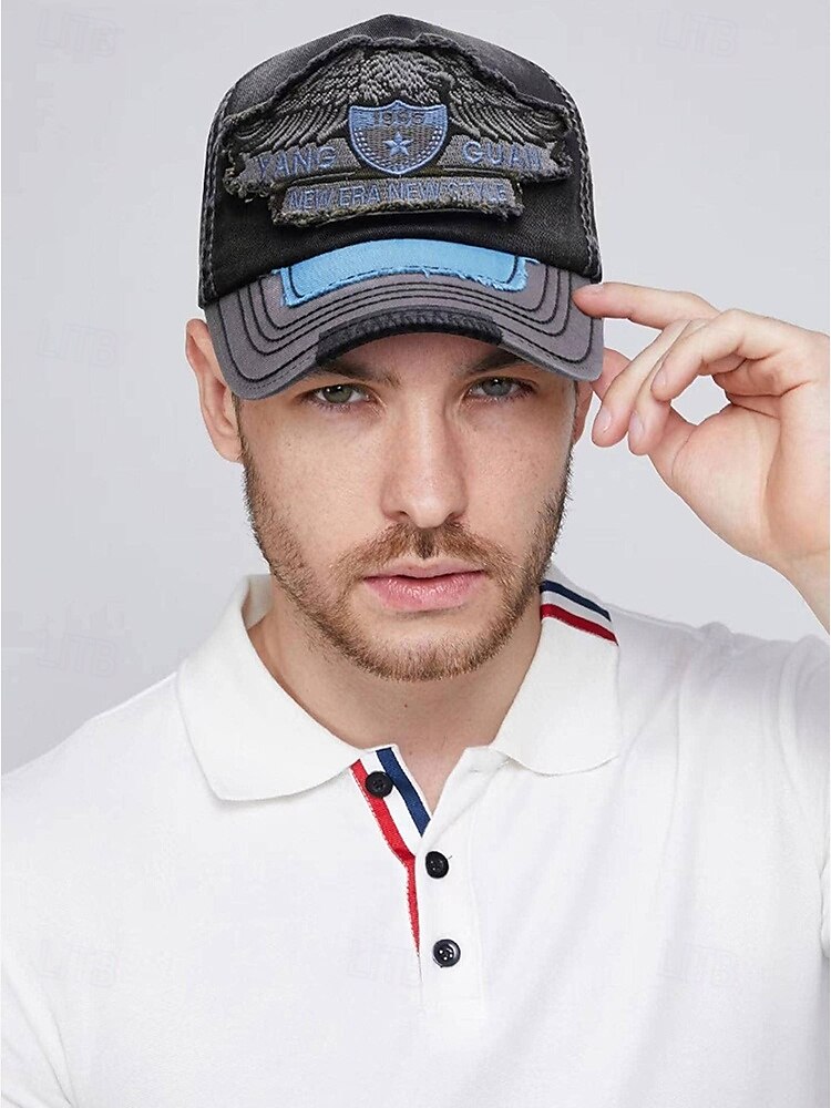 Vintage Distressed Baseball Cap with Embroidered Eagle Patch – Men's Casual Outdoor Hat for Sports and Fashion 2025 - $18.99 –P1