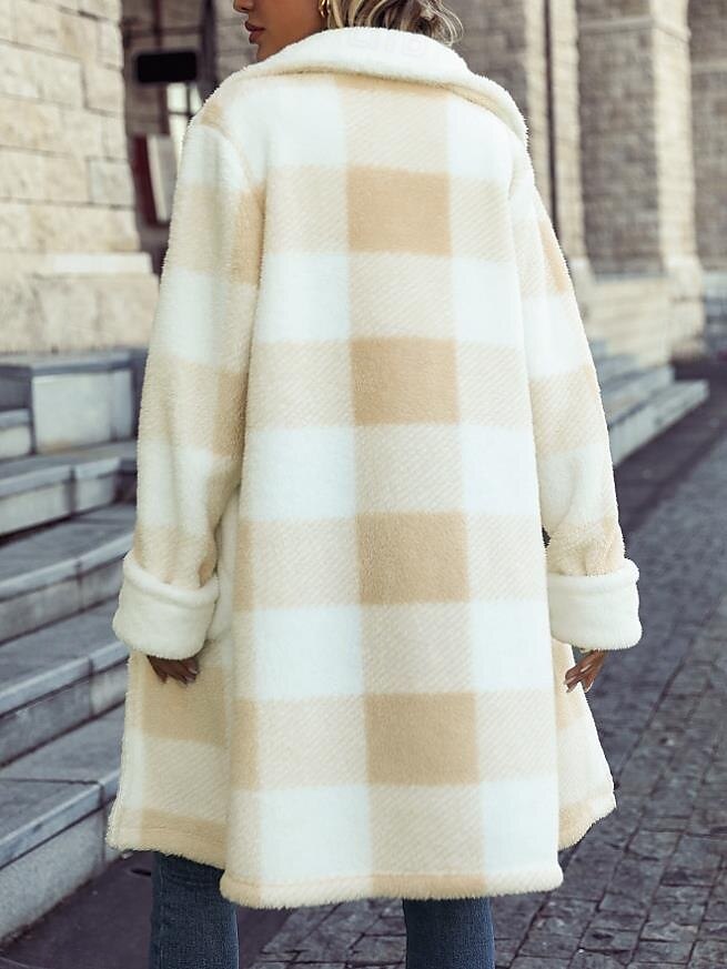 Manteau Trench Femme Usage quotidien Vacances Sortie mode Décontractées Avec poches Longue Manteau Beige Automne Hiver Gilet Revers Ample S M L XL 2XL de 2025 ? $73.99 –P4