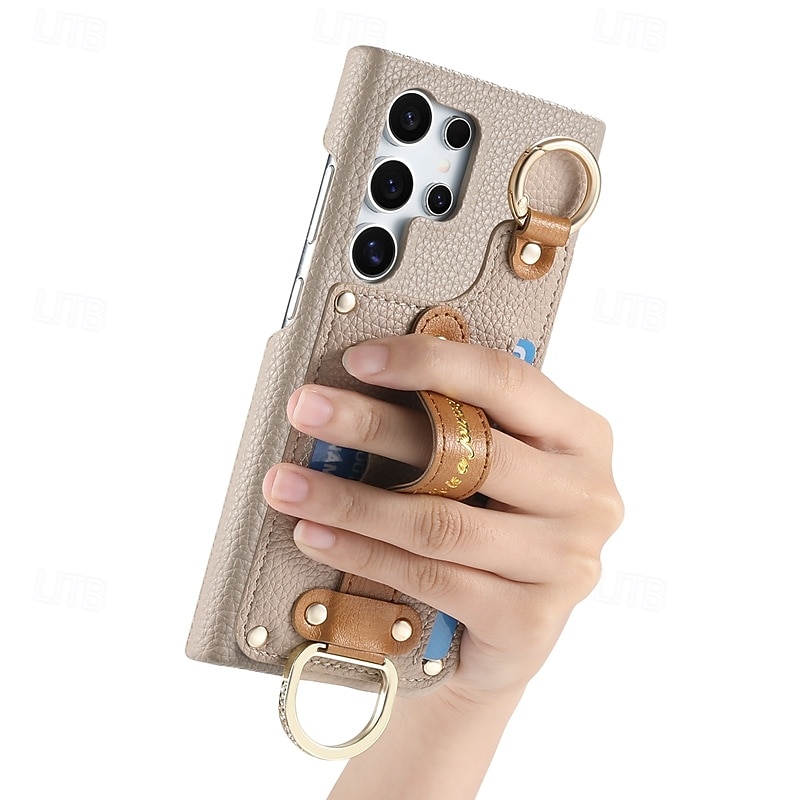 telefon Kılıf Na S24 Ultra S24 Plus S24 S23 S23 Ultra S23 Plus S22 S22 Ultra S22 Plus S21 Ultra Osłona tylna Z podpórką z paskiem na nadgarstek Gniazdo karty Retro TPU Skóra PU 2025 - $18.99 –P6