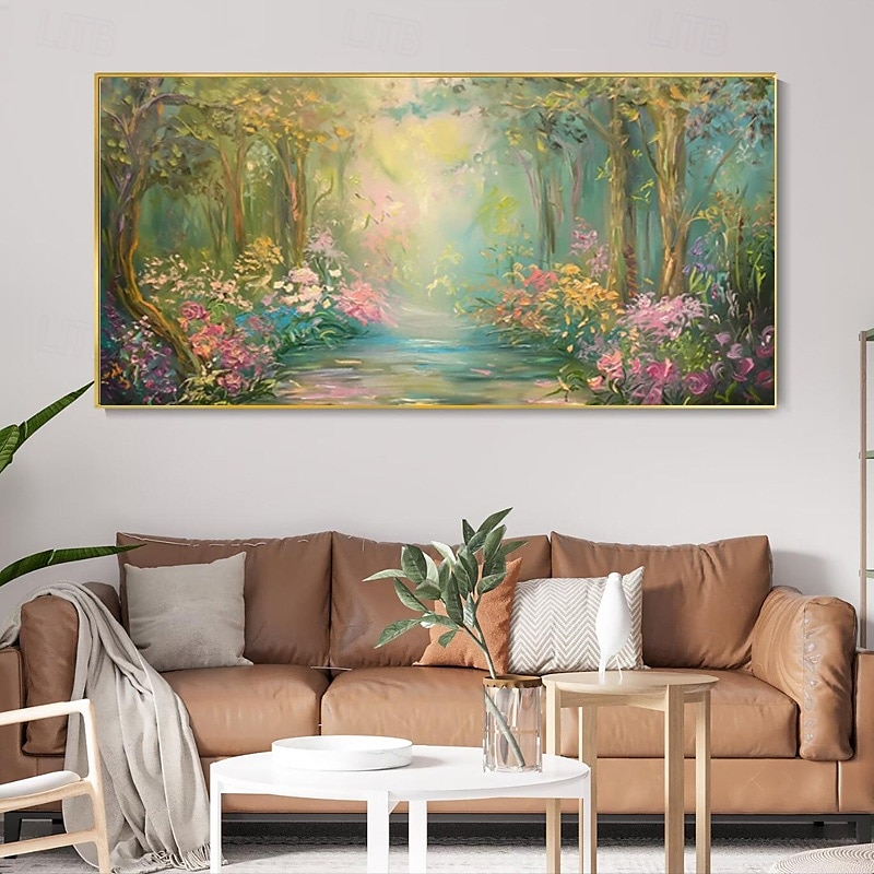 velké ručně malované olejomalba barvitý kytkou západ slunce záře krajina zídky umění horský obývák zeď domácí výzdoba no frame 2026 - $87.99 –P10