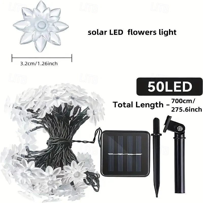 Solar Lotus Flower String Lights – 20/30/50 LED Double Layer Petal Lights, 8 Modes, Waterproof Decorative Lights for Outdoor Garden, Yard, Christmas Tree & Party Colorful/Warm White 2025 - $11.99 –P1