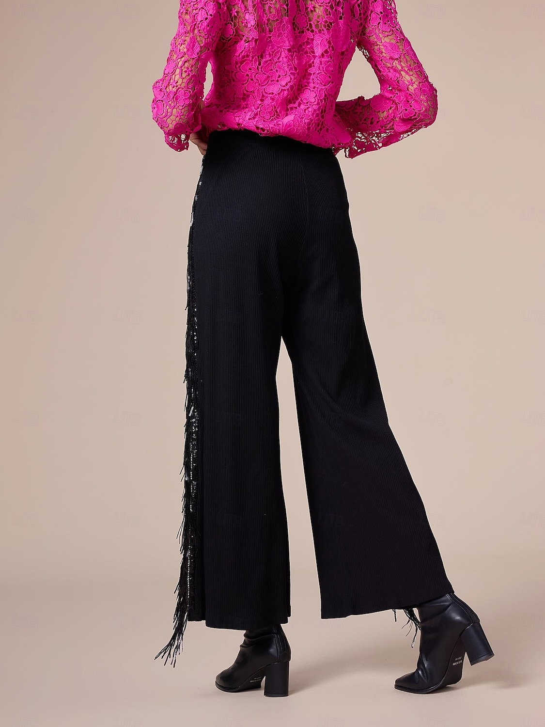 pantalon large en coton à pompons noirs de 2025 ? $82.99 –P2