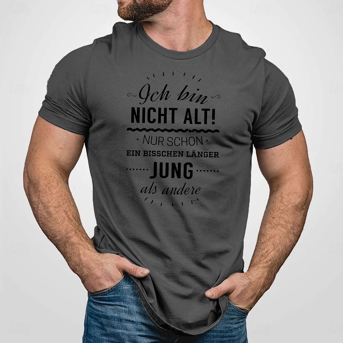 Bărbați Scrisă Imprimeu Grafic ich bin nicht alt Tricou Stil casual Bumbac Manșon scurt Grafic Cămaşă Negru Alb Gri Tricou confortabil În aer liber Stradă Îmbrăcăminte de designer de modă 2025 - €14.39 –P2