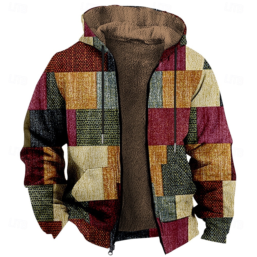 Per uomo A quadri Vello Felpa con cappuccio Felpe Felpa con cappuccio Manica lunga Felpa con cappuccio Con cappuccio Di tendenza Stampa 3D Feste Abbigliamento di strada Rosso A cordoncino Autunno del 2025 a $49.99 –P1