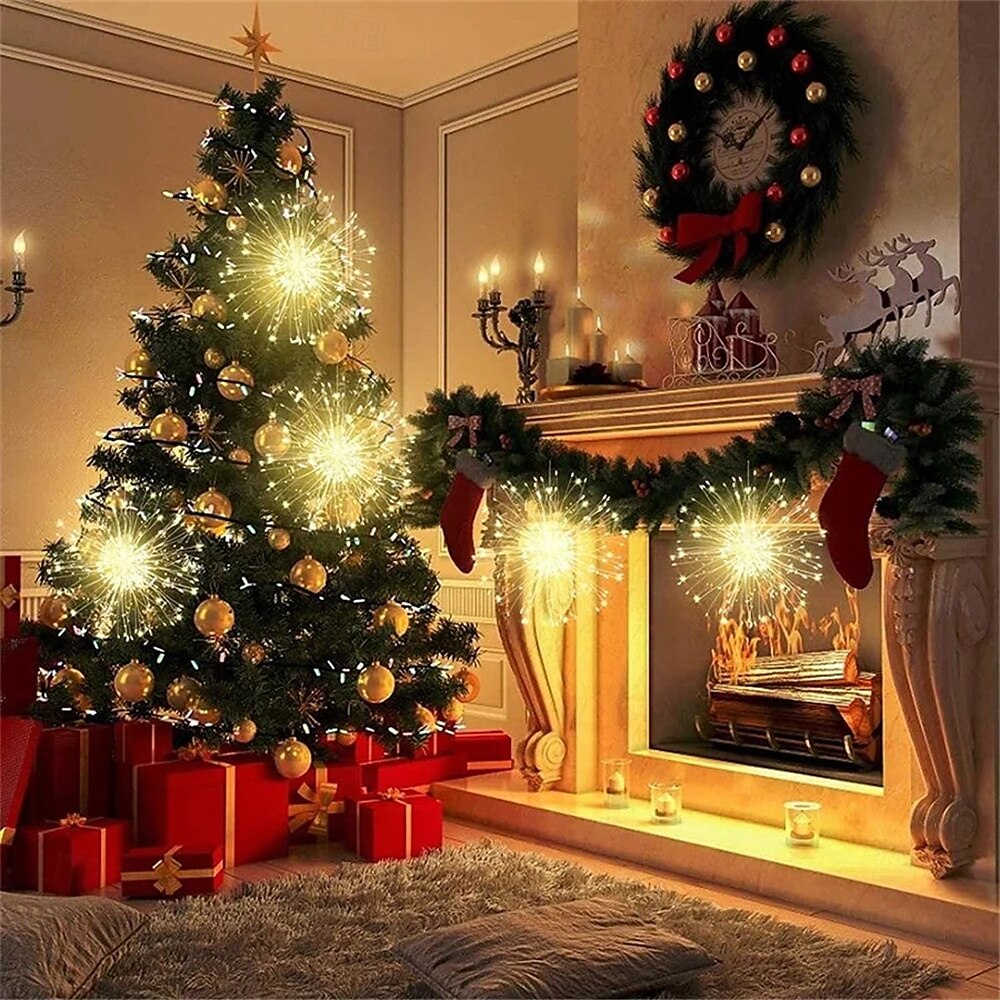 600 diod led wiszące fajerwerki 5 w 1 gwiazda łańcuch świetlny łączone zewnętrzne świąteczne girlandy do ogrodowego bistro wystrój imprezy 2025 - GBP £31 –P1