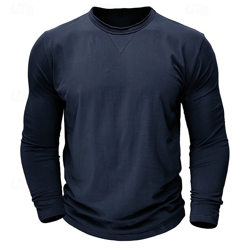 Herren T Shirt T-Shirt Langarmshirt Langarm Rundhalsausschnitt Frühling & Herbst Einfach Mode Designer Basic Klassicher Stil Urlaub Straße Ausgehen Schwarz Weiß Marinenblau Top T-Shirt für Herren 2026 - $22.99 –P1