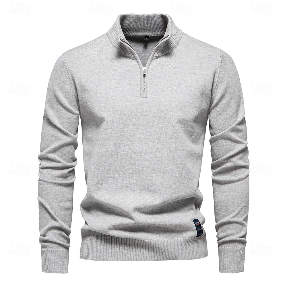 Pánské Plést Pevná barva Poloviční zip Úplet Elegantní Vánoční dárky Domů Oblečení Podzim Zima Světle šedá S M L 2025 - $26.99 –P3