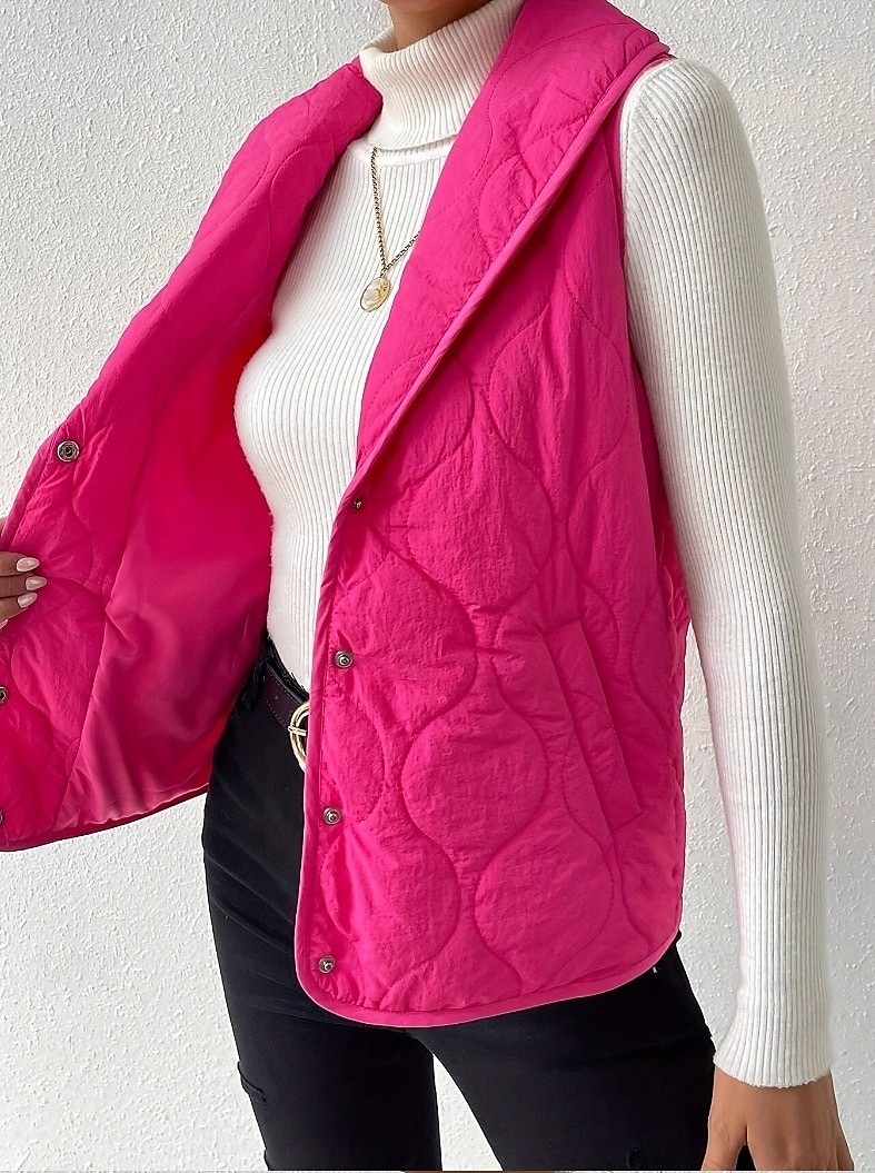 Women's Tunic Elegant Daily Sleeveless Sleeveless V Neck Shirt Collar New Year Rose Pink Spring Fall Winter 2025 - $29.99 –P3
