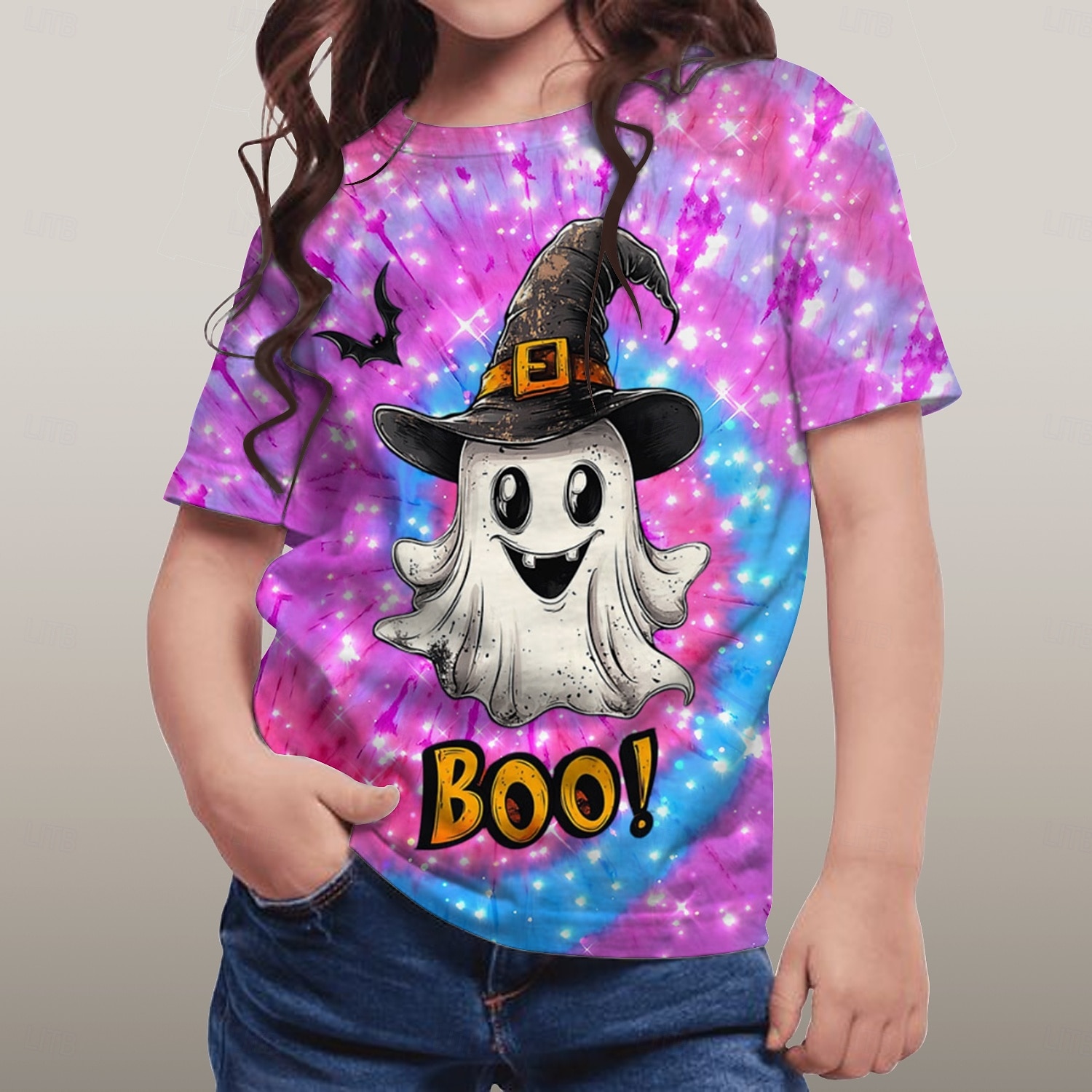 Halloween Voor meisjes 3D Grafisch Geest T-shirt Korte mouw Zomer Lente Modieus Basic Polyester Kinderen 4-12 jaar Strakke ronde hals Buiten Casual Dagelijks Normale pasvorm 2025 - $10.99 –P6