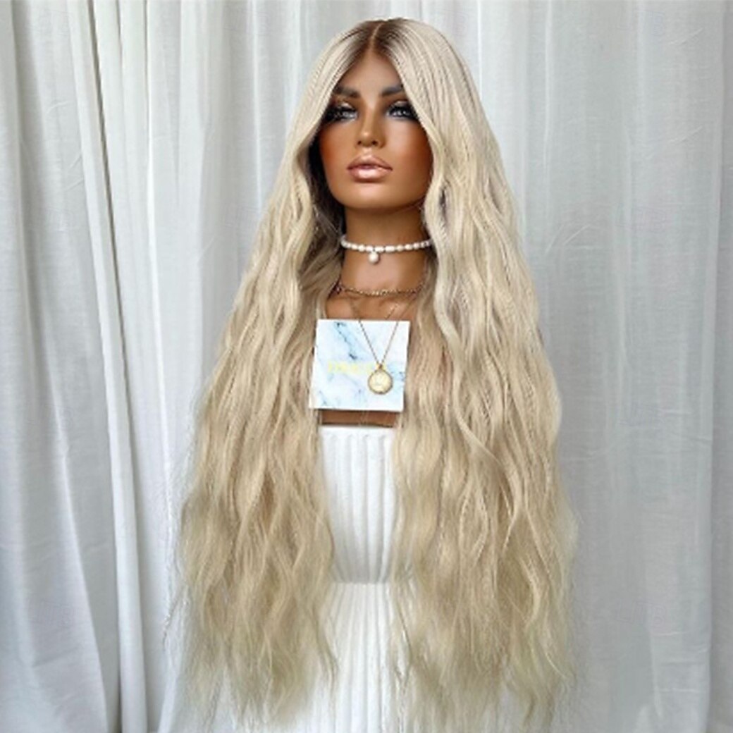 parrucca frontale in pizzo 13x4 con capelli umani remy, parrucca bionda cenere con capelli per bambini, senza colla, con onde naturali e ombre, per donne del 2025 a $236.99 –P1