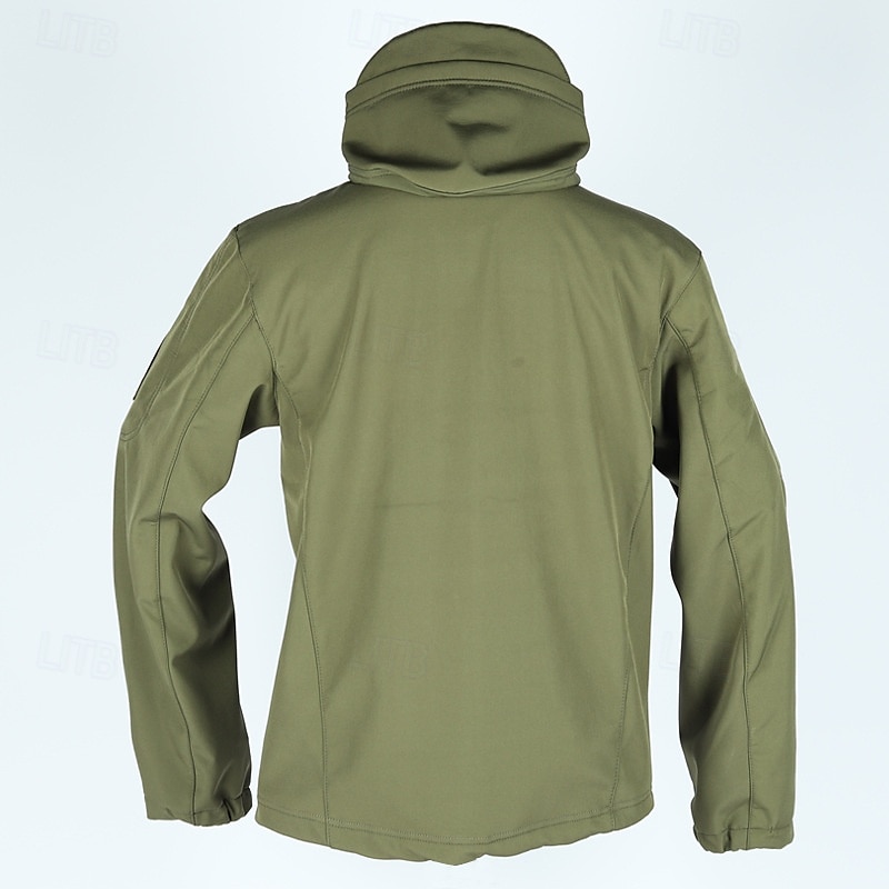 Herren Soft Shell Jacke Hoodie Jacke Wanderjacke Taktische Jacke Täglich Urlaub Windundurchlässig warm halten Tasche Herbst Winter Glatt Modisch Klassisch Mit Kapuze Standard Kamel Schwarz Khaki 2025 - $47.99 –P6