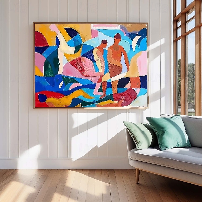 handgemachtes farbenfrohes modernes Ölgemälde auf Leinwand, großes handgemaltes abstraktes strukturiertes Personengemälde, Wandkunst, zeitgenössisches minimalistisches Kunstwerk, Wandgemälde für 2025 - $125.99 –P1
