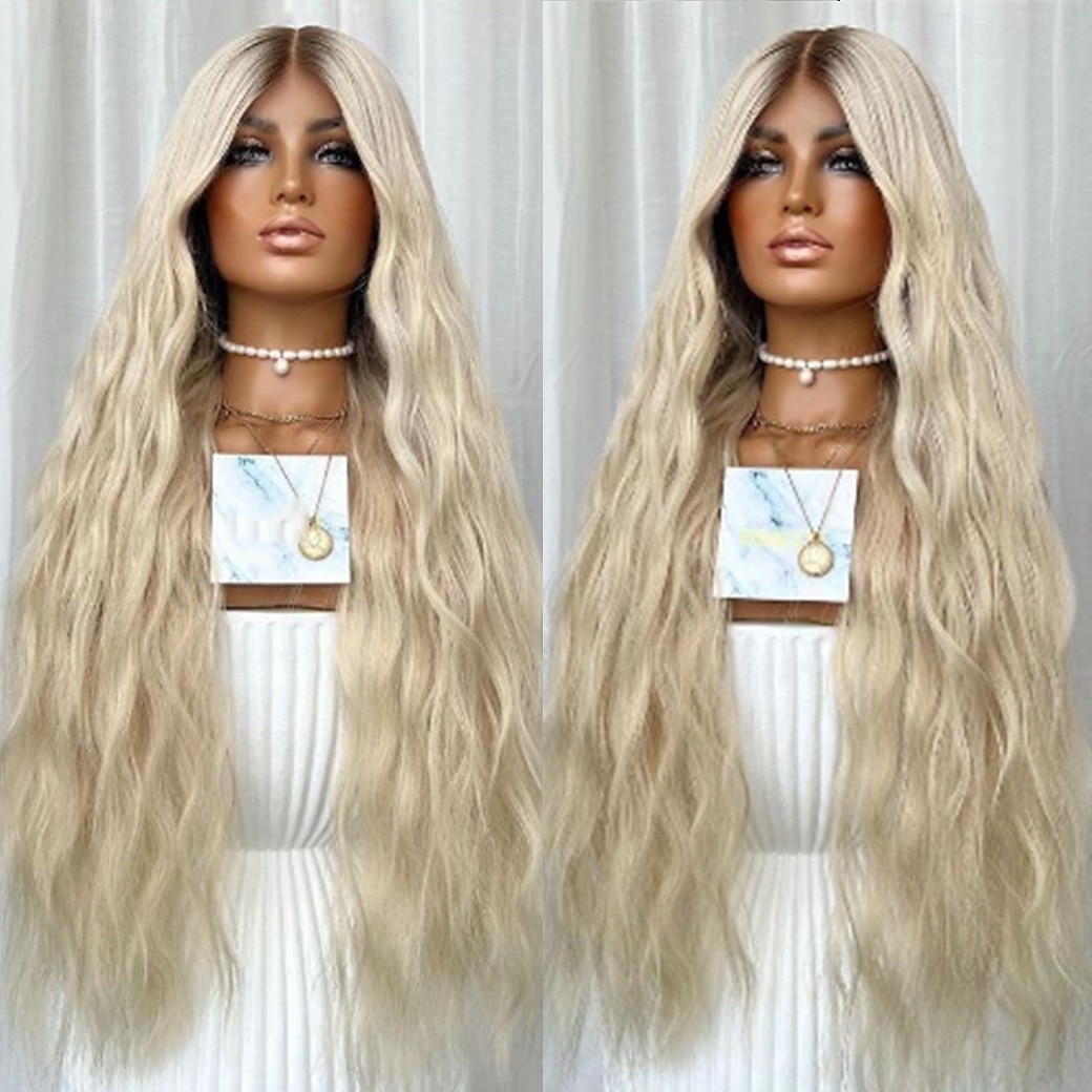 parrucca frontale in pizzo 13x4 con capelli umani remy, parrucca bionda cenere con capelli per bambini, senza colla, con onde naturali e ombre, per donne del 2025 a $236.99 –P4