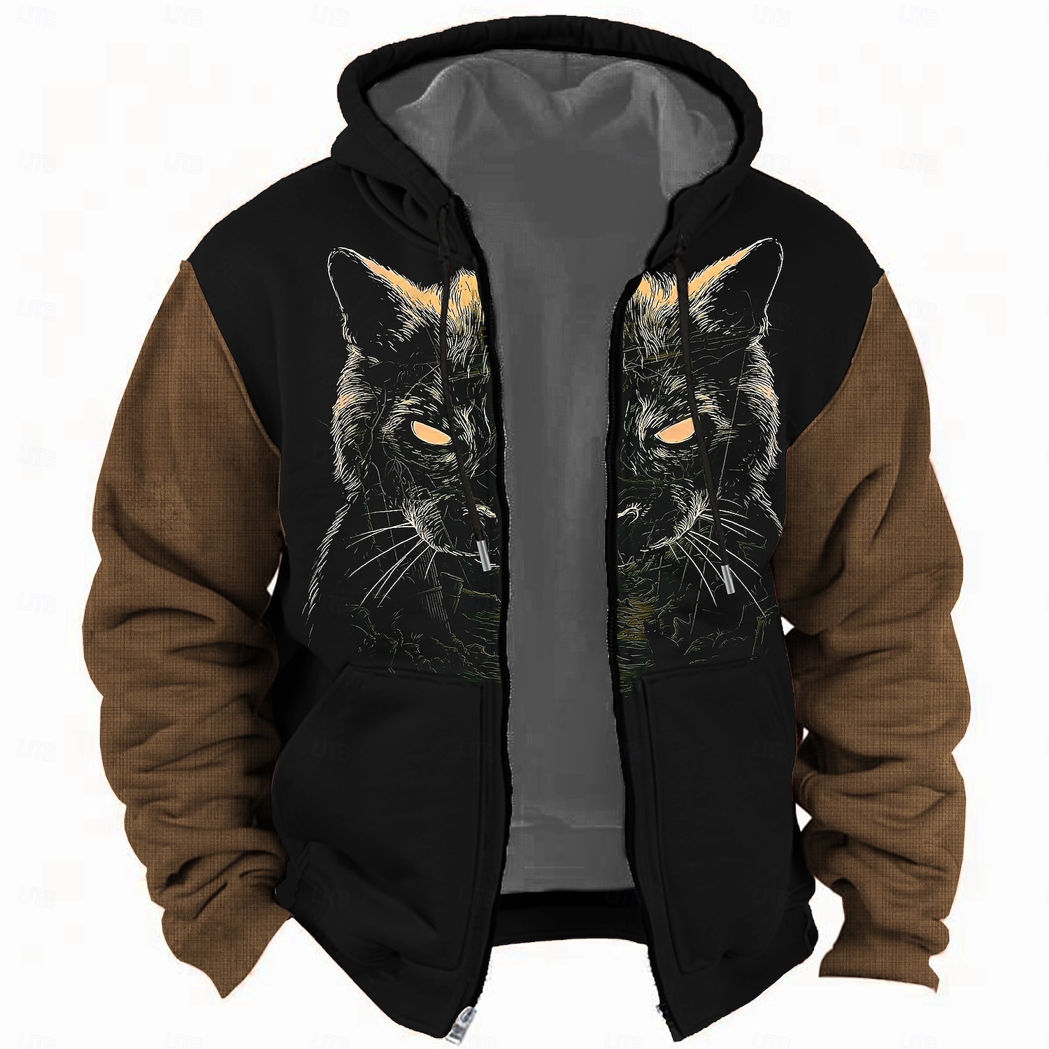 Navidad Hombre Gato Sudadera Sudaderas Sudadera Manga Larga Sudadera con capucha Con Capucha Moda Impresión 3D Festivos Viaje Amarillo Azul Piscina Cremallera Bolsillo Correa Otoño Invierno Diseñador 2025 - $30.99 –P3