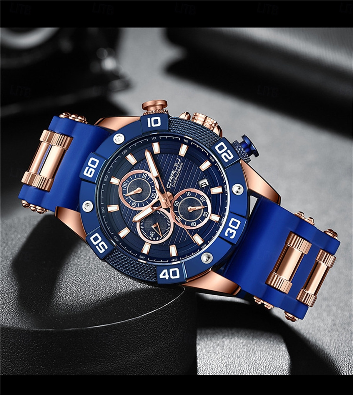 crrju herenhorloges topmerk luxe quartz siliconen band sport waterdichte klok met lichtgevend quartzhorloge 2025 - $38.99 –P2