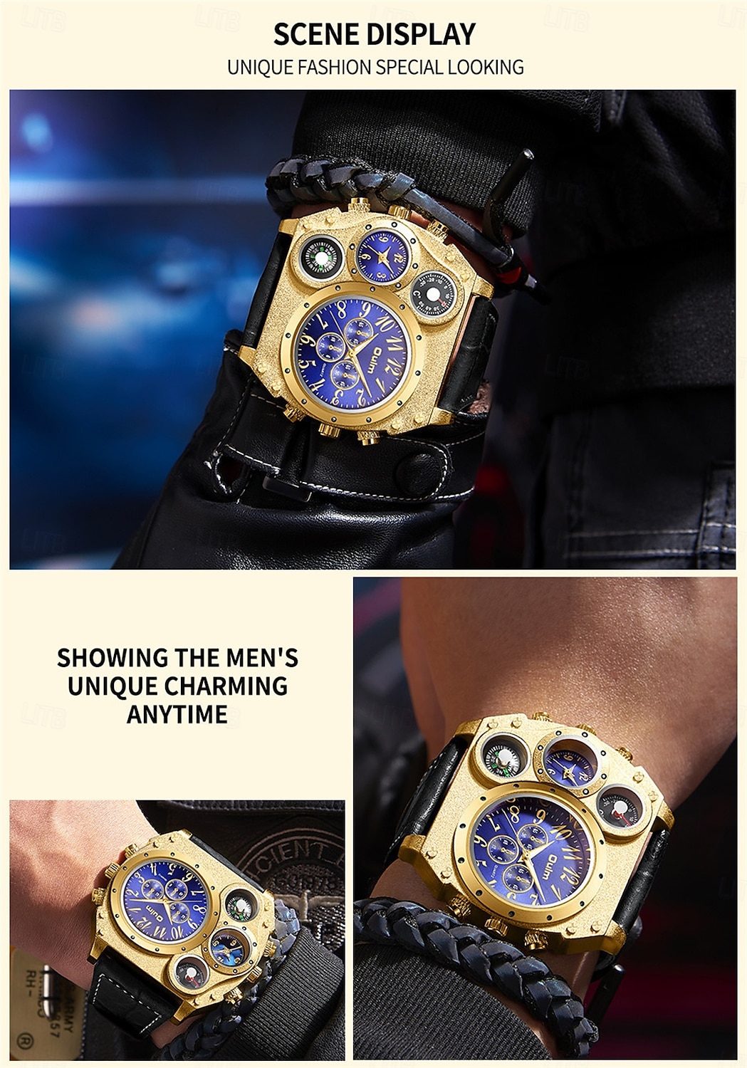 Large Dial Men Watches Luxury Brand Male Quartz Watch Big Size Men's Two Time Zone Leather Sport Wristwatches 2026 - $37.99 –P5