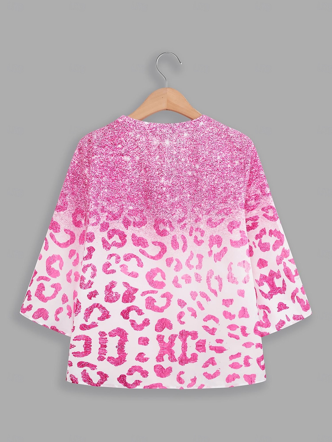 Chemise femme basique néon et lumineux imprimé manches 3/4 hauts réguliers col en V décontractés rose bleu violet vert de 2025 ? $25.99 –P2