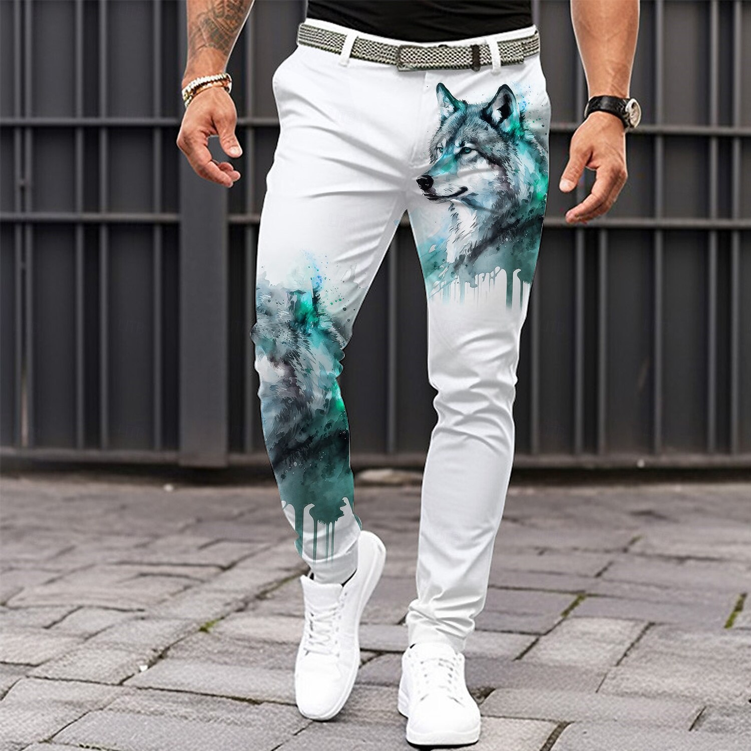 Herr Varg Kostymbyxor Medium Midja Ledigt Formell Vardag Dragkedja Ficka Sommar Vår Höst 3D-tryck Svart Vit Gul 2025 - $29.99 –P6