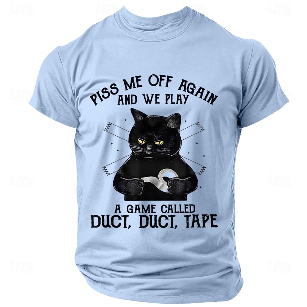 Herrs Roliga Katt T-shirt - 'Pissa Mig Inte Off Duct Duct Tape' Pun Grafisk Tee 2026 - $17.49 –P2