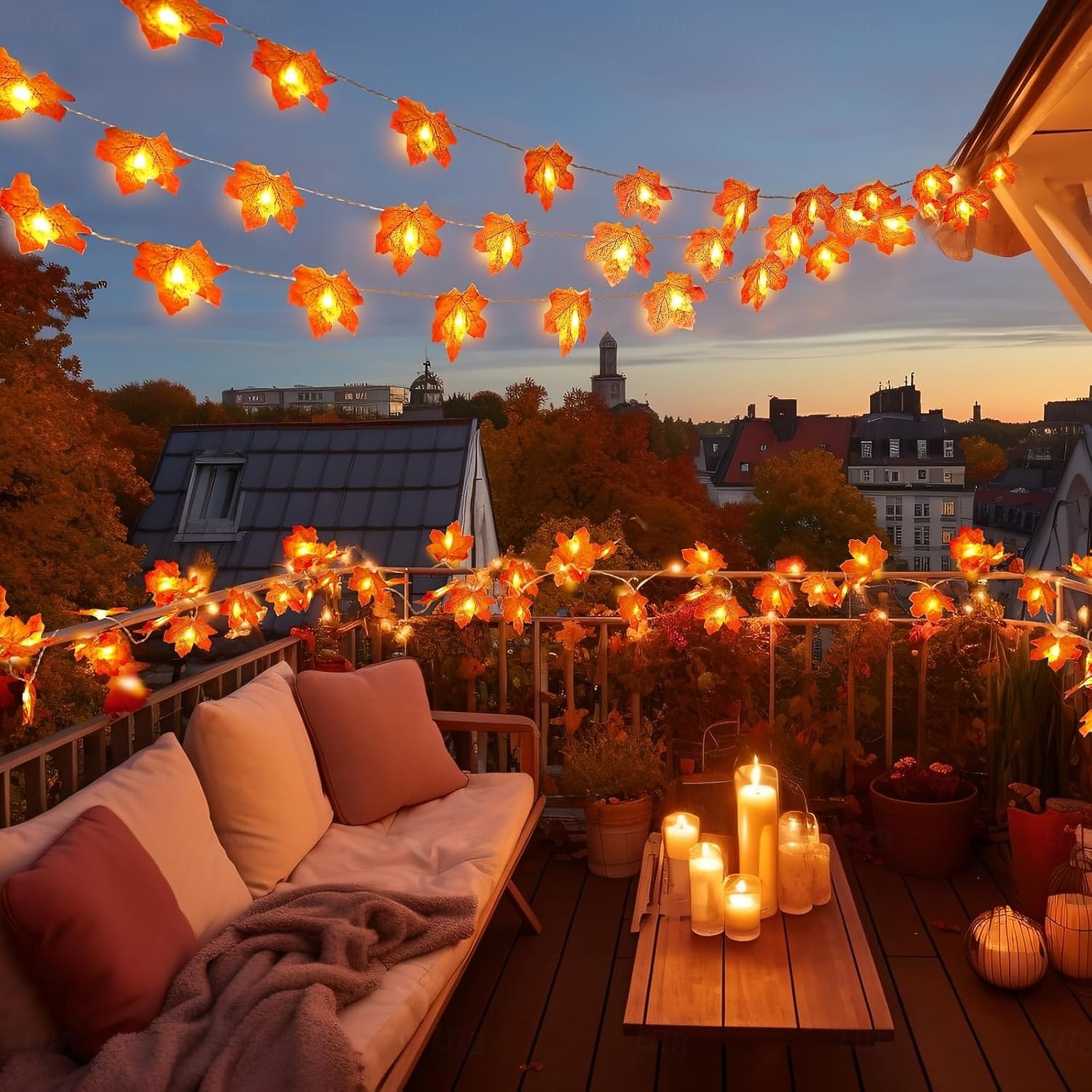 سلسلة أضواء ثلاثية الأبعاد تعمل بالطاقة الشمسية على شكل أوراق القيقب اليقطينية بطول 6.5 متر و30 مصباح LED خارجي مقاوم للماء لحديقة الخريف وعيد الشكر وعيد الميلاد وحفلات الزفاف والعطلات وفناء المنزل 2025 - $17.49 –P6