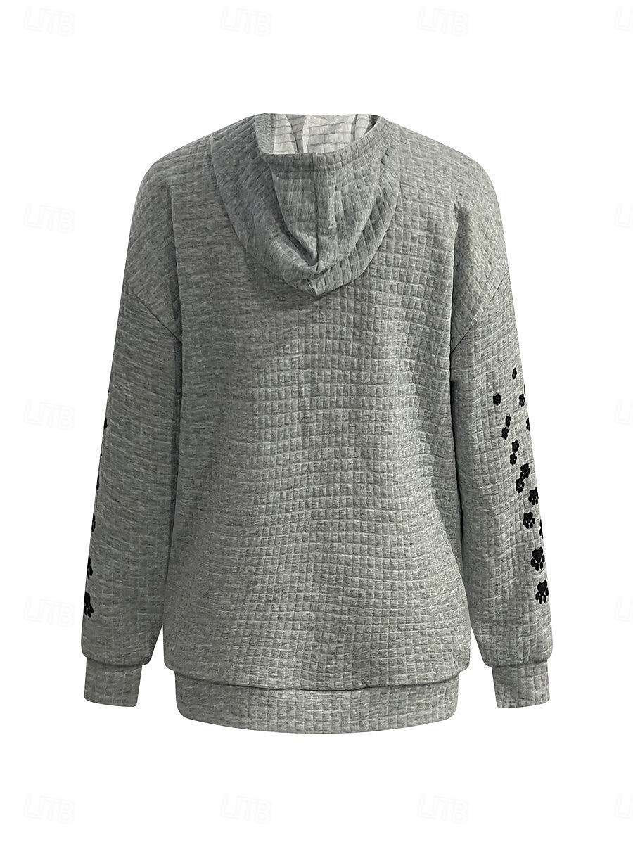 Damen-Kapuzenpullover mit Katzen-Print, Street-Look, Alltagskleidung, lässiger Kapuzenpullover, langärmelig, mikroelastisch, Herbst/Winter, bequem, atmungsaktiv, weicher Stoff 2025 - $29.99 –P6