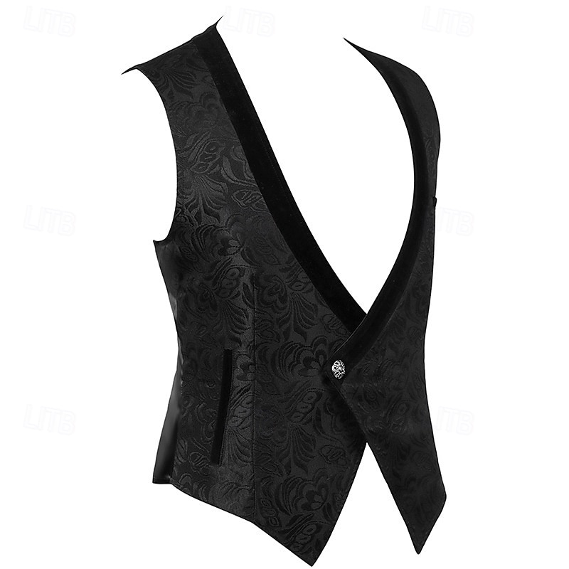 Vittoriano Medievale Rinascimento Gilet Principe Aristocratico Slim Fit Jacquard Scollo a V Costume Per uomo Vichingo Fantasia Reale Carnevale Mascherata Performance Adulti Gilet del 2026 a $32.99 –P3