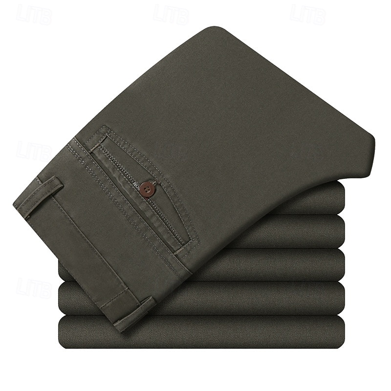 Per uomo pantaloni della tuta Pantaloni Chino Bottoni Tasche Gamba dritta Liscio Comfort Formale Feste Ufficio Di tendenza Classico Nero Verde scuro Media elasticità del 2025 a $18.99 –P5