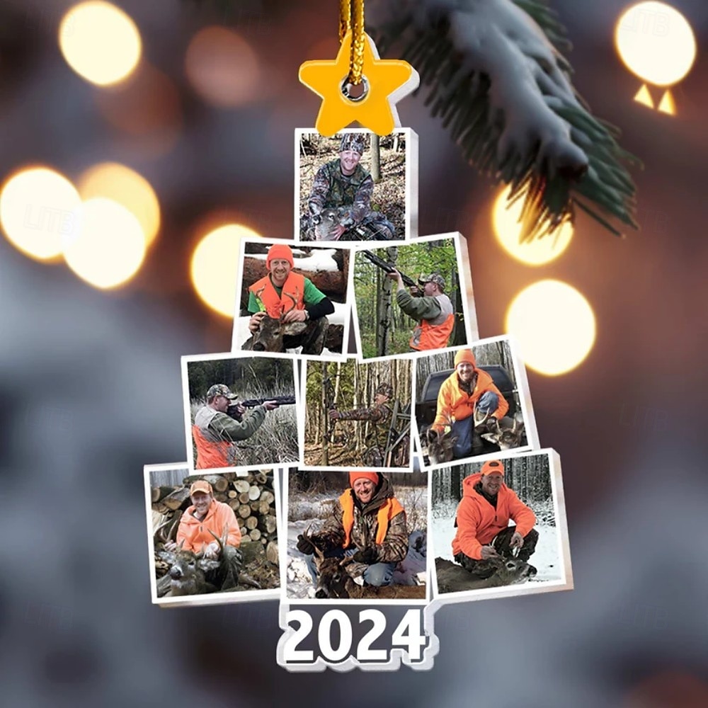 Enfeites de Natal da Árvore com Fotos de Caça Personalizados em Acrílico 2D Decoração em Moldura de Imagem Personalizada para a Árvore de Natal Presentes em Penduradores para Família e Amigos de 2025 por $15.99 –P4