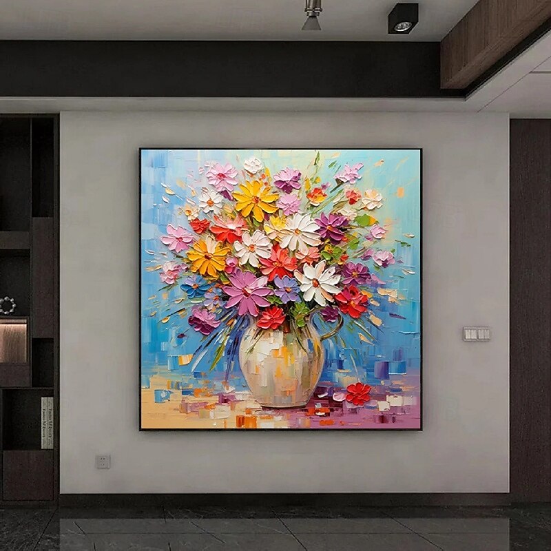 3D-Blumengemälde, handgefertigt, Palettenmesser, Blumen, Gemälde, Wandkunst, groß, rot, gelb, 3D-Strukturgemälde, moderne dekorative Gemälde, handgefertigt, Impressionismus, abstraktes Blumenölgemälde 2025 - $116.99 –P6