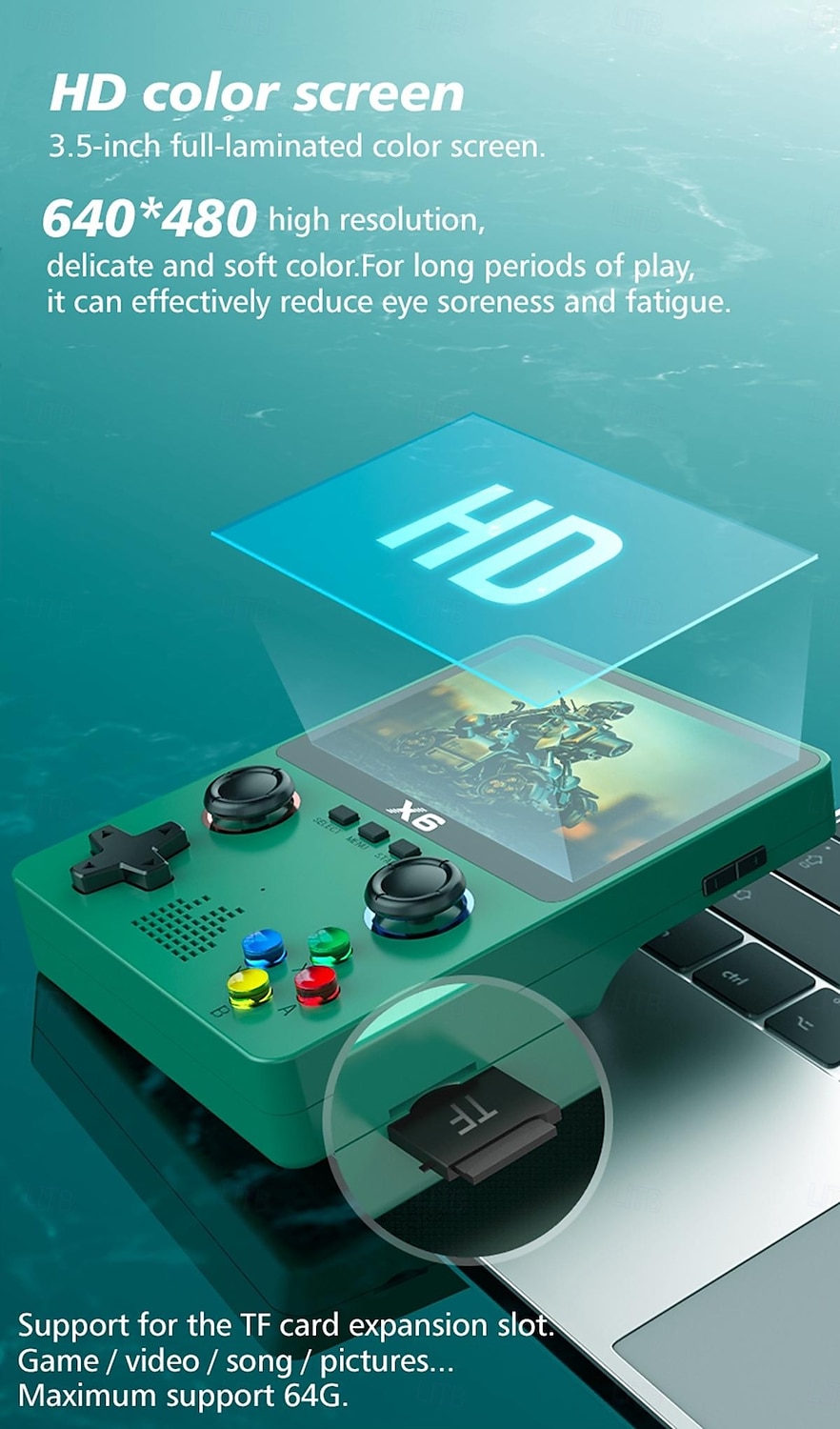 X6 portable retro mini game console 3.5-inch IPS display controller connection support ATJ22735 32-bit RISC children's gift 2025 - $51.99 –P4