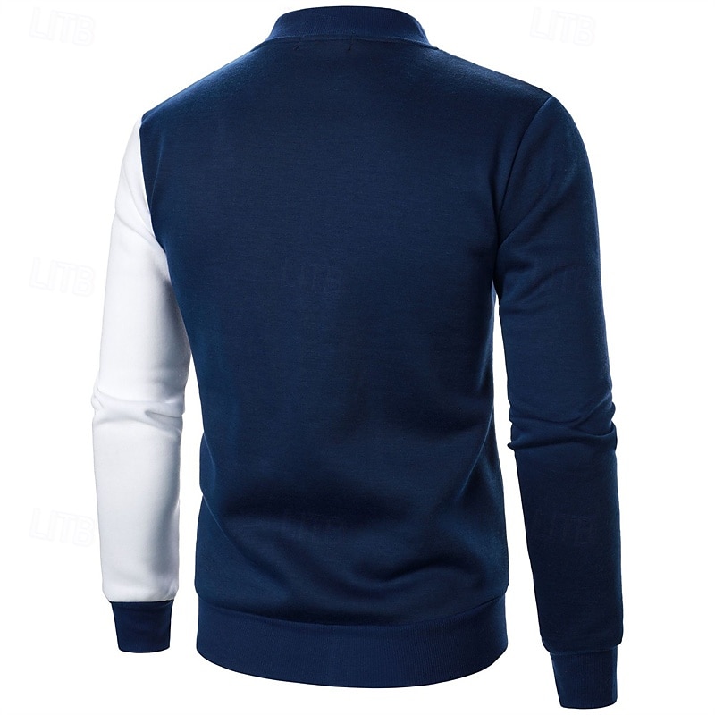 Men's Sweatshirt Zip Up Hoodie Full Zip Sweatshirt Black White Wine Navy Blue Khaki Standing Collar Color Block Zip Up Patchwork Sports & Outdoor Daily Holiday Polyester Streetwear Basic Casual 2026 - $27.99 –P8
