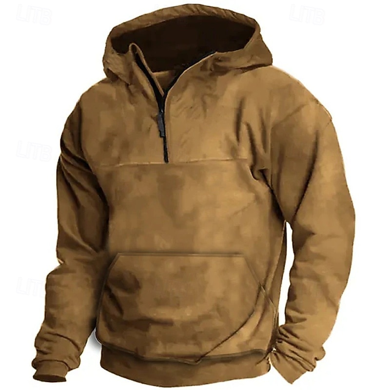 Pánské Kapuce Mikina se zipem na čtvrtletí Černá Armádní zelená Námořnická modř Khaki Světle šedá Kapuce Bez vzoru Přední kapsa Sporty a outdoor Denní Dovolená Polyester Šik ven Základní Na běžn 2025 - $41.99 –P1