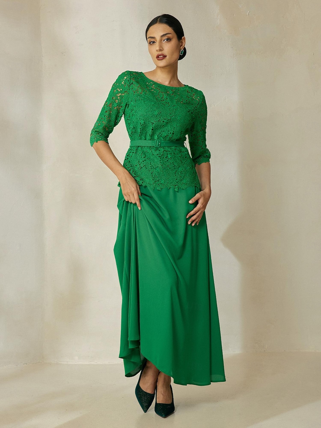 Chiffon Lace Belted Elegant Maxi Dress 2025 - $65.99 –P5